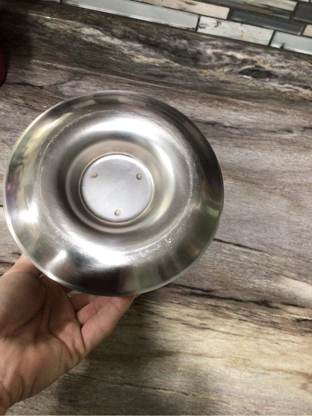 Vintage Stainless Steel Gravy Boat Sauce Server Bowl w Attached Underplate.